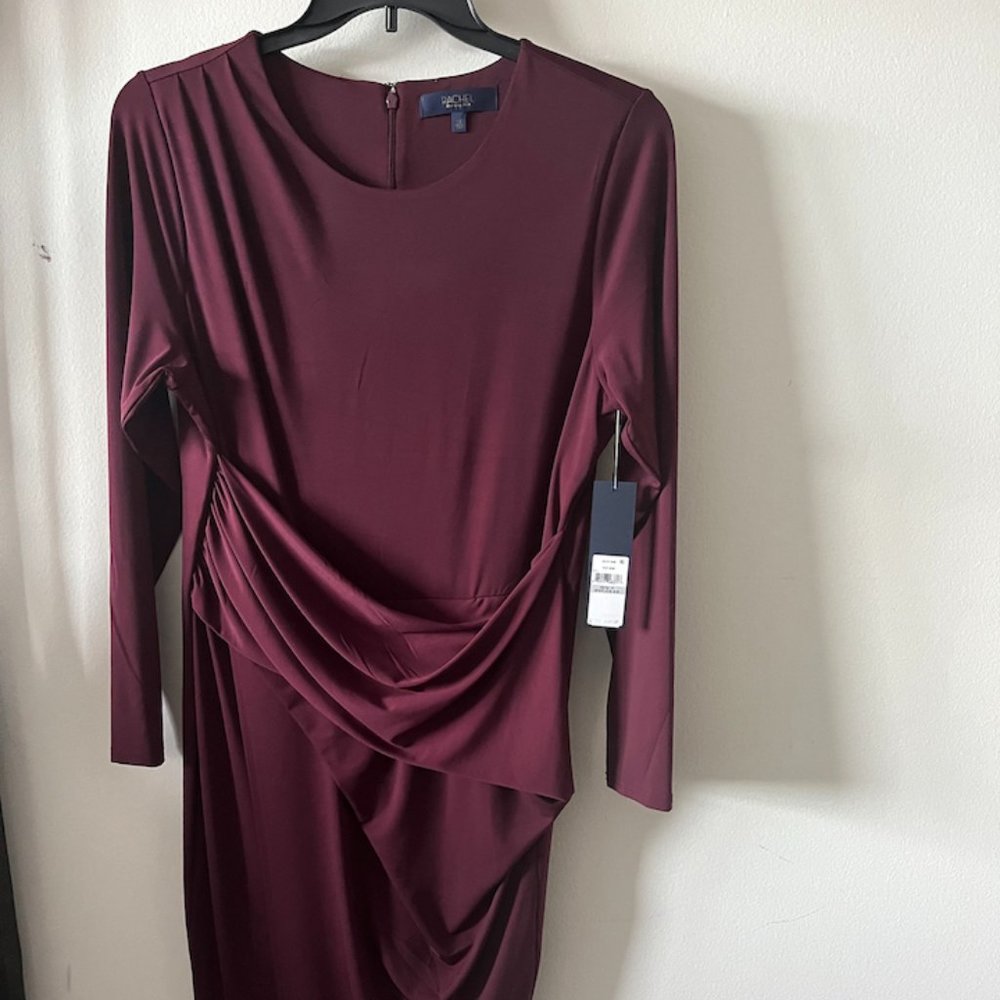 NWT Rachel Roy Svana Ruched Plus Jersey Dress Burgundy 1X (16)